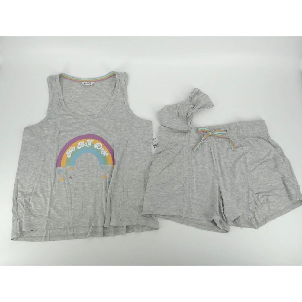 Wildfox Women's Gray Pajama Set Rainbow Tank Top Shorts Small NWT $136